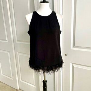 Trina Turk Black Sleeveless Feather Top Size Medium